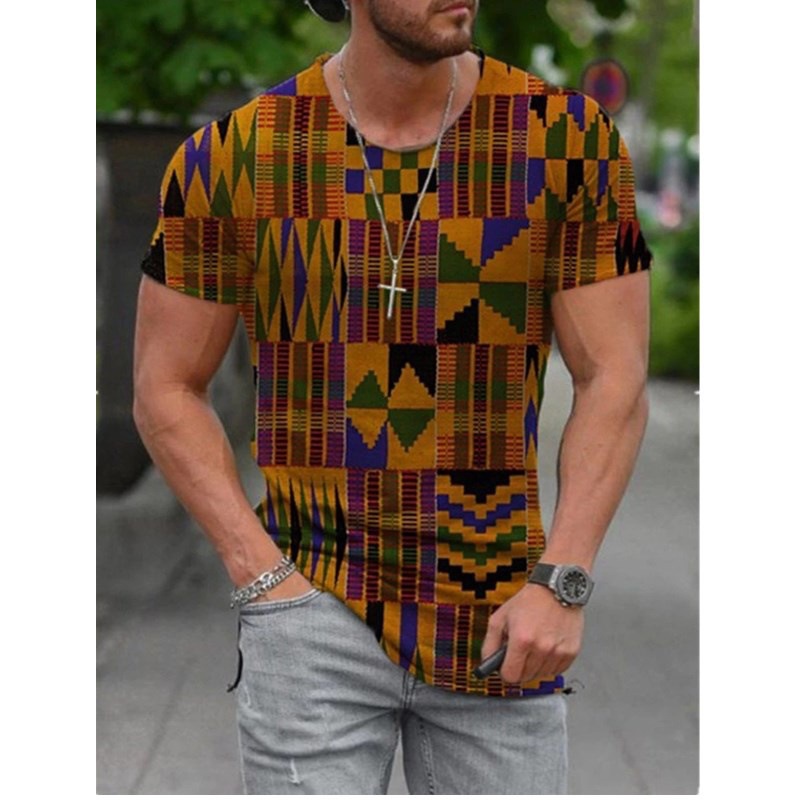 Men Street Short Sleeve Round Neck Graphic Printed T-shirt