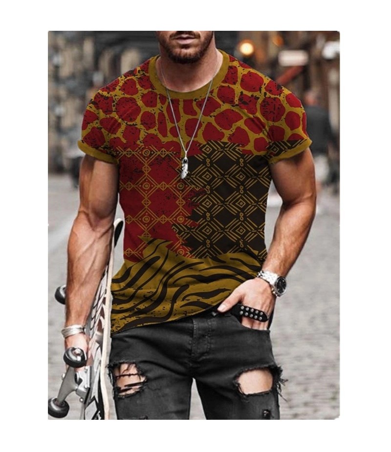 Men Street Short Sleeve Round Neck Graphic Printed T-shirt