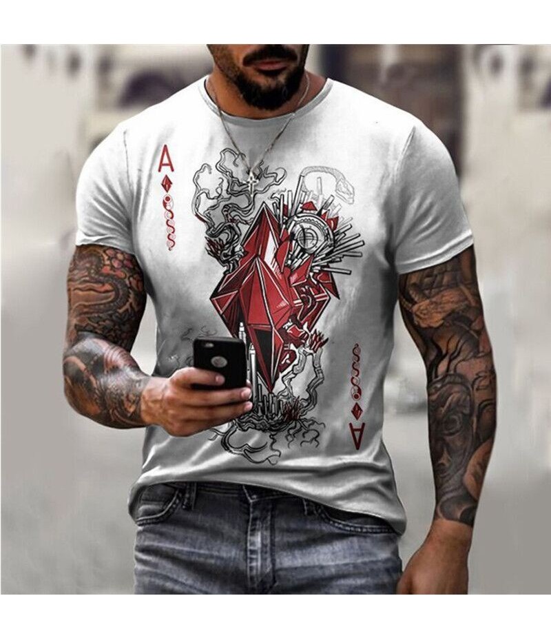 Men Casual Short Sleeve Round Neck Graphic Printed T-shirt