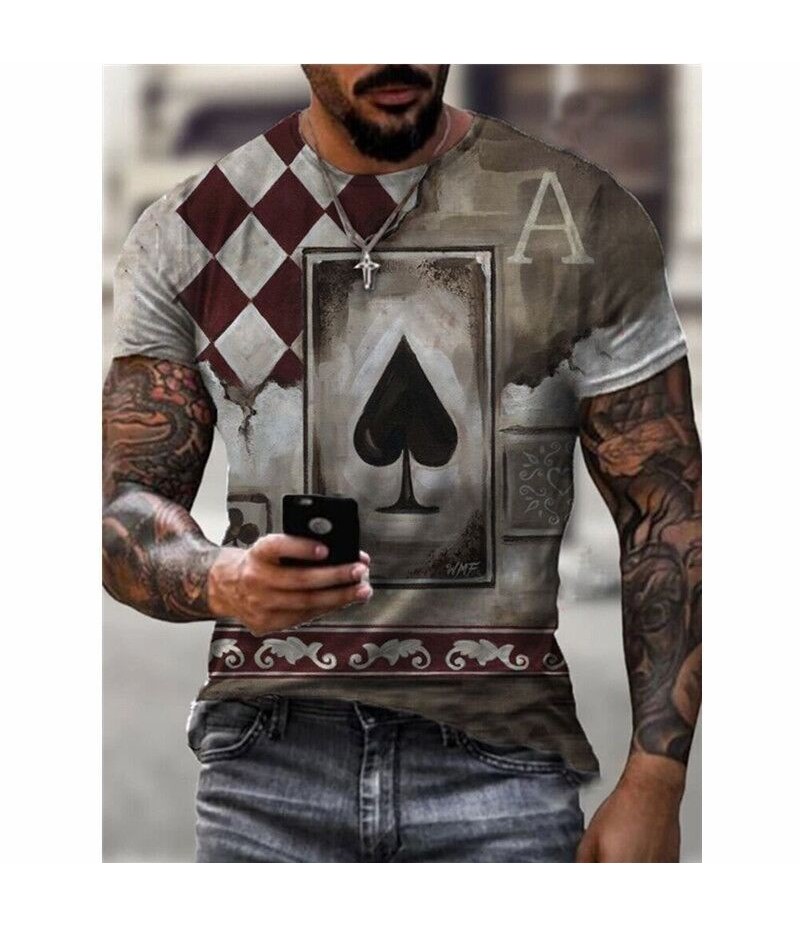 Men Casual Short Sleeve Round Neck Graphic Printed T-shirt