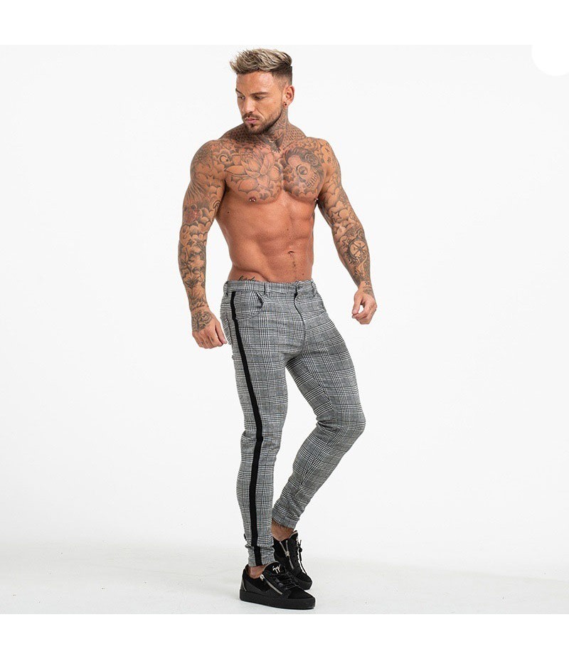 S-2XL Plaid Print Stripe Patchwork Men Pants