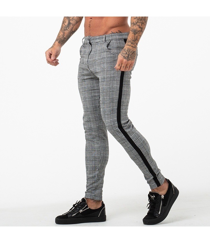 S-2XL Plaid Print Stripe Patchwork Men Pants