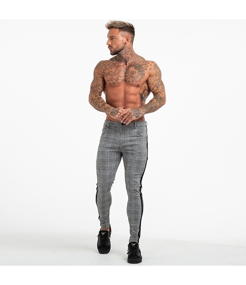 S-2XL Plaid Print Stripe Patchwork Men Pants