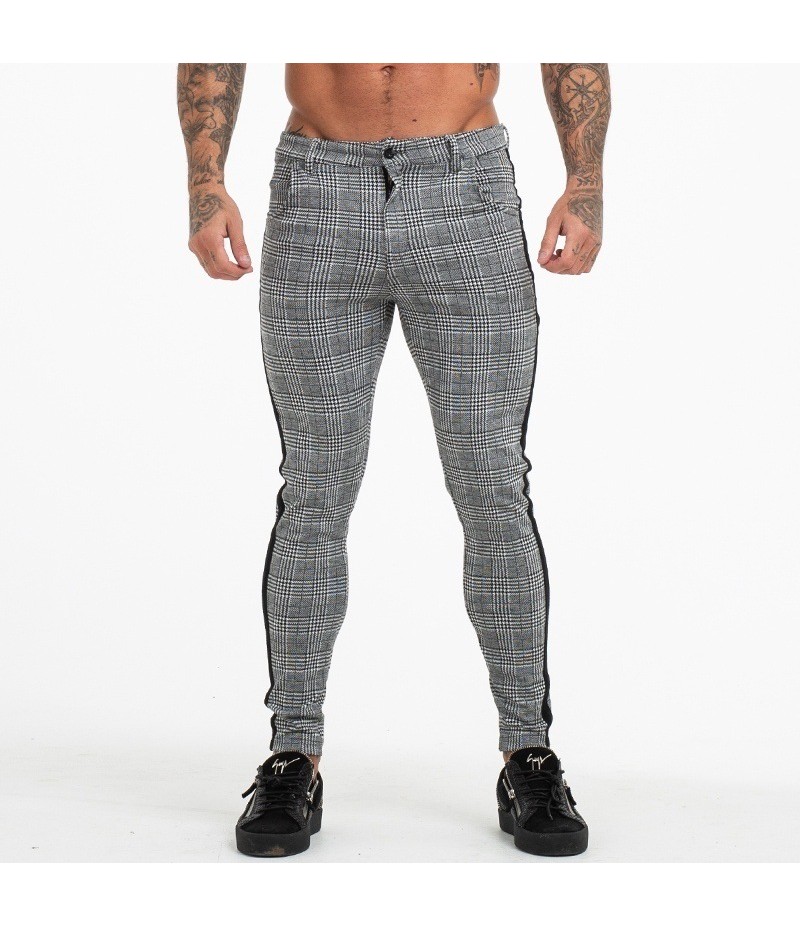 S-2XL Plaid Print Stripe Patchwork Men Pants