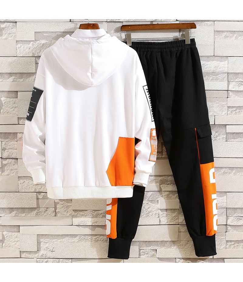 Fashion Men'S Set Korean Style Autumn Winter Elastic Waist Trousers+Long Sleeve Pullover Sweatshirt Set Casual Men Clothing Set