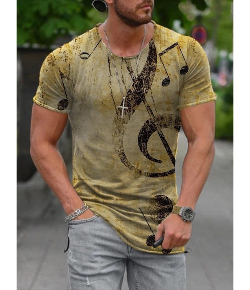 Men Street Casual Streaming Abstract Painting Print Short Sleeve T-Shirt