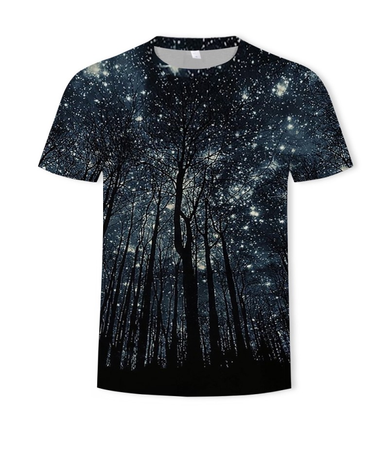 Men Fashion Creative 3d Landscape Photography Printing Round Neck Short Sleeve Loose T-Shirt