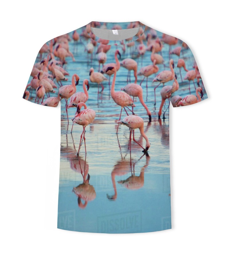 Men Fashion Creative 3d Landscape Photography Printing Round Neck Short Sleeve Loose T-Shirt