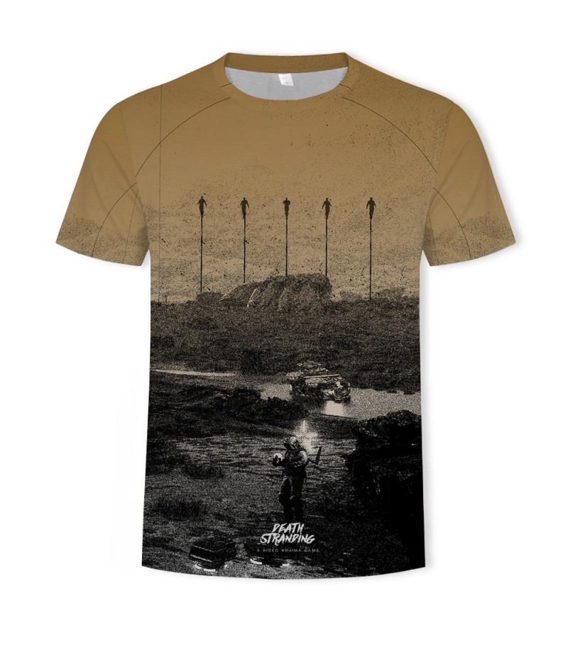 Men Fashion Creative 3d Landscape Photography Printing Round Neck Short Sleeve Loose T-Shirt