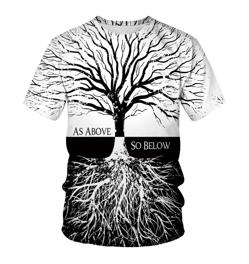 Men Fashion Creative 3d Landscape Photography Printing Round Neck Short Sleeve Loose T-Shirt