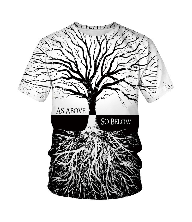 Men Fashion Creative 3d Landscape Photography Printing Round Neck Short Sleeve Loose T-Shirt