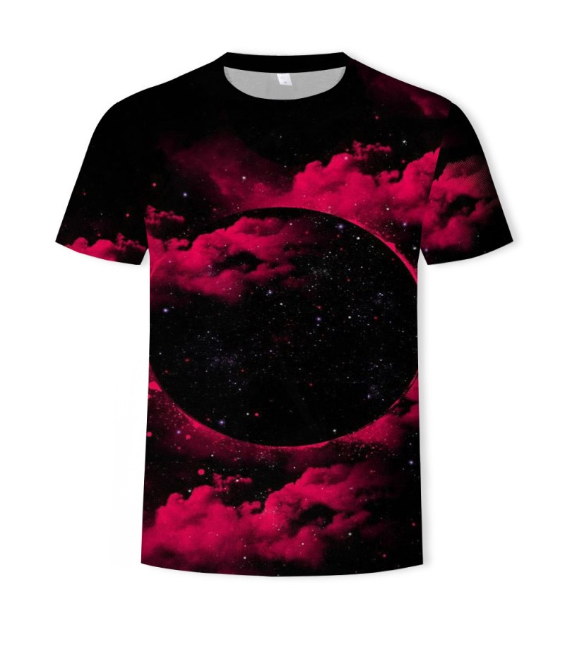 Men Fashion Creative 3d Landscape Photography Printing Round Neck Short Sleeve Loose T-Shirt