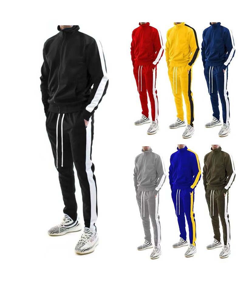 Men Casual Slim Sports Long-Sleeved Cardigan Sweater Trousers Set