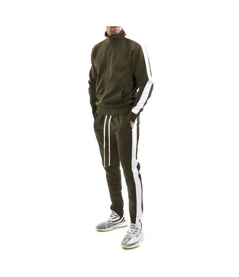 Men Casual Slim Sports Long-Sleeved Cardigan Sweater Trousers Set