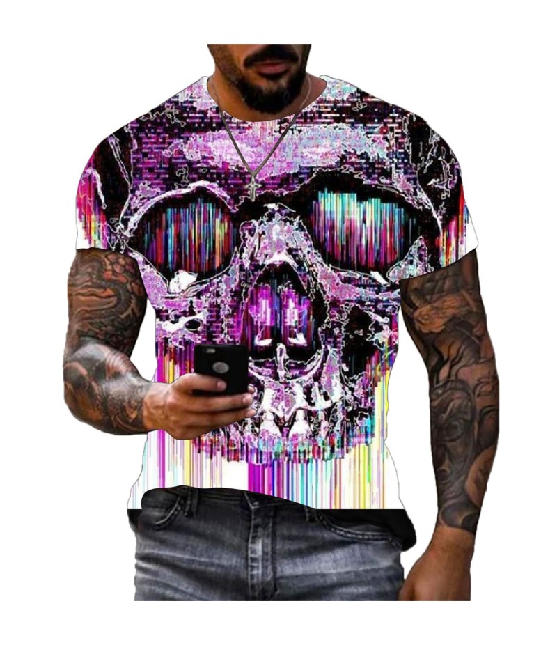 Men Fashion Retro 3D Printing Large Size Loose Short-Sleeved T-Shirt