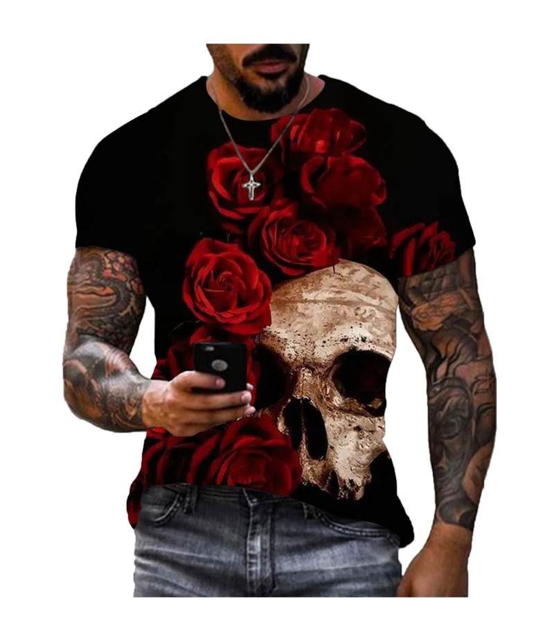 Men Fashion Retro 3D Printing Large Size Loose Short-Sleeved T-Shirt