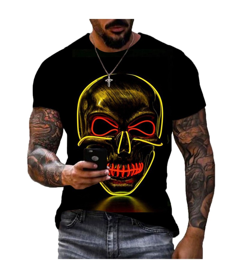 Men Fashion Retro 3D Printing Large Size Loose Short-Sleeved T-Shirt