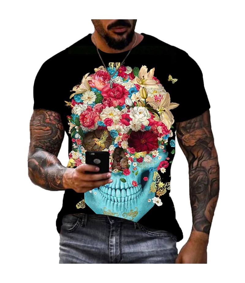 Men Fashion Retro 3D Printing Large Size Loose Short-Sleeved T-Shirt