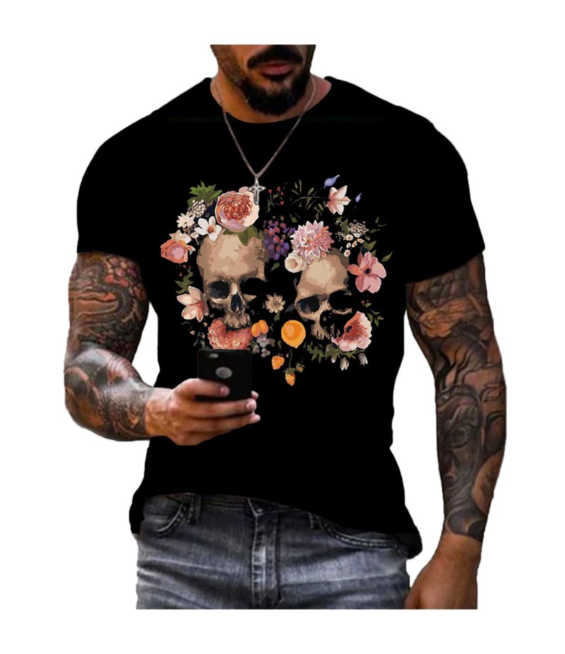 Men Fashion Retro 3D Printing Large Size Loose Short-Sleeved T-Shirt