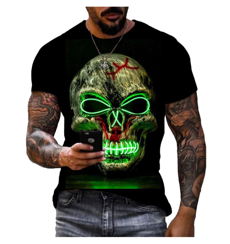 Men Fashion Retro 3D Printing Large Size Loose Short-Sleeved T-Shirt