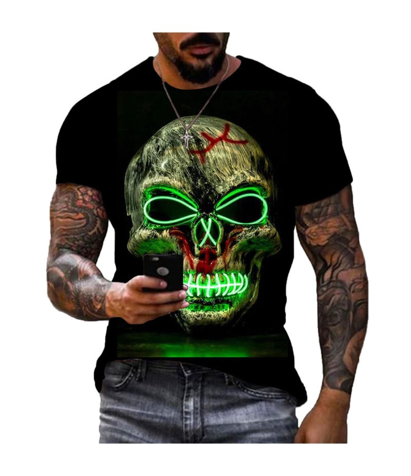 Men Fashion Retro 3D Printing Large Size Loose Short-Sleeved T-Shirt