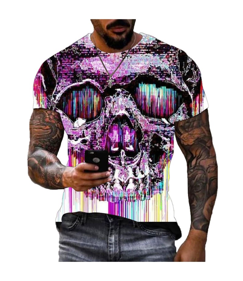 Men Fashion Retro 3D Printing Large Size Loose Short-Sleeved T-Shirt