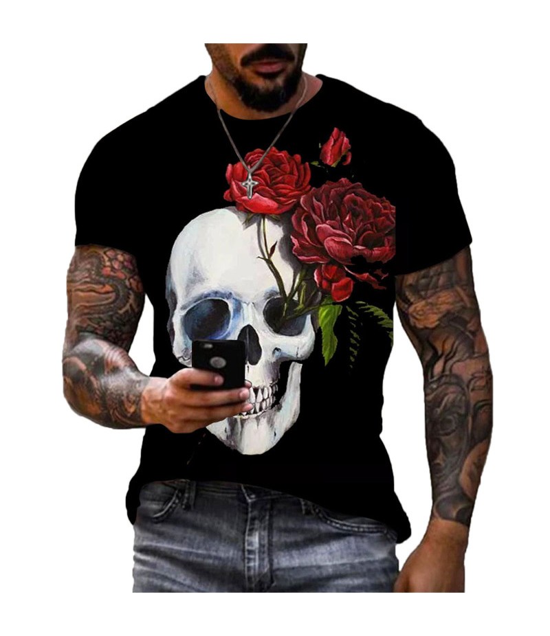 Men Fashion Retro 3D Printing Large Size Loose Short-Sleeved T-Shirt