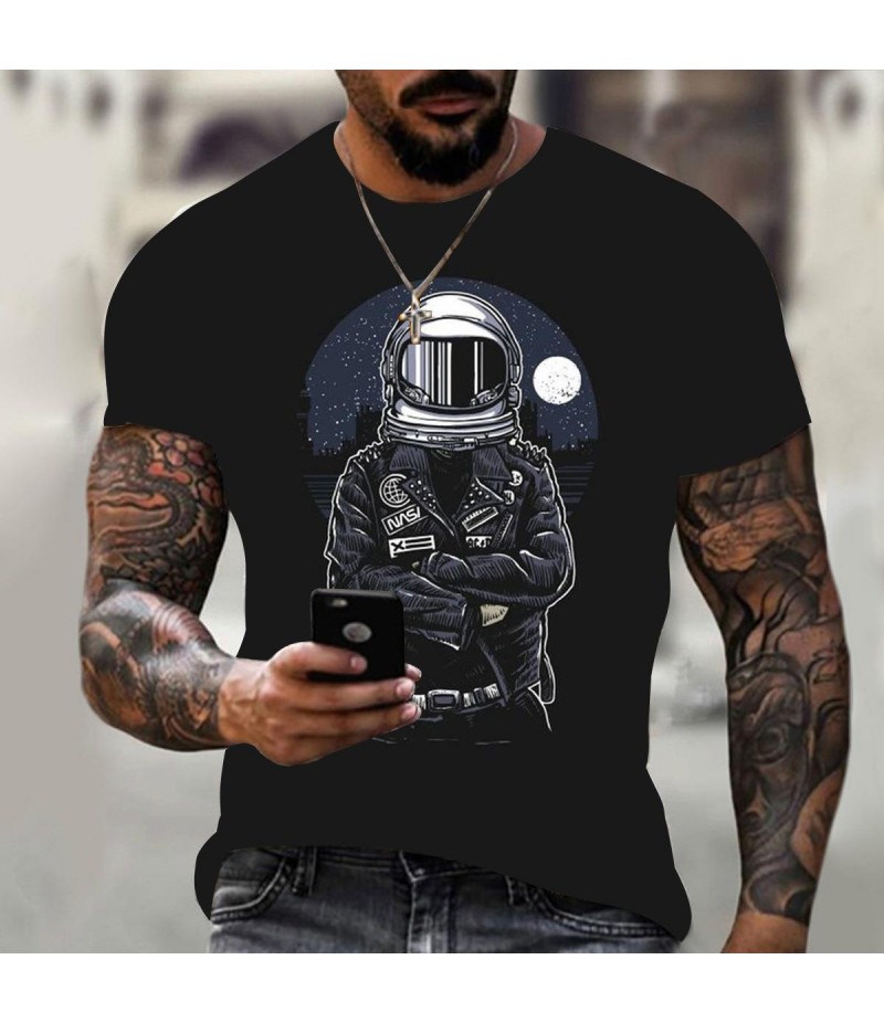 Men Fashion Round Neck Short Sleeve 3d Digital Printing Large Size Loose T-Shirt