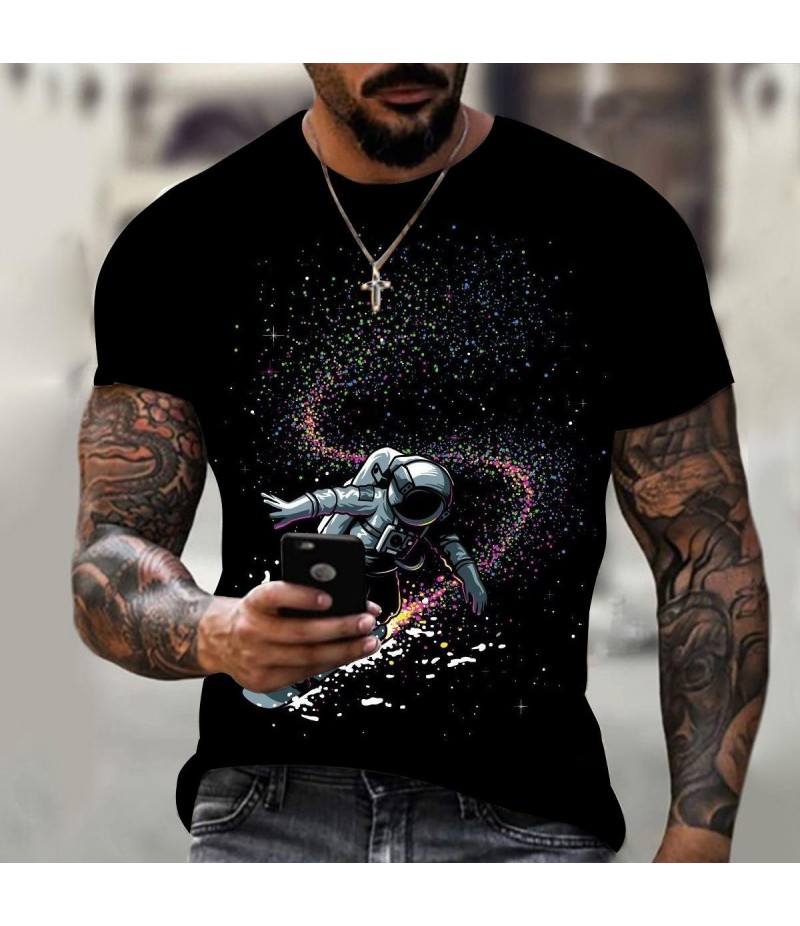 Men Fashion Round Neck Short Sleeve 3d Digital Printing Large Size Loose T-Shirt