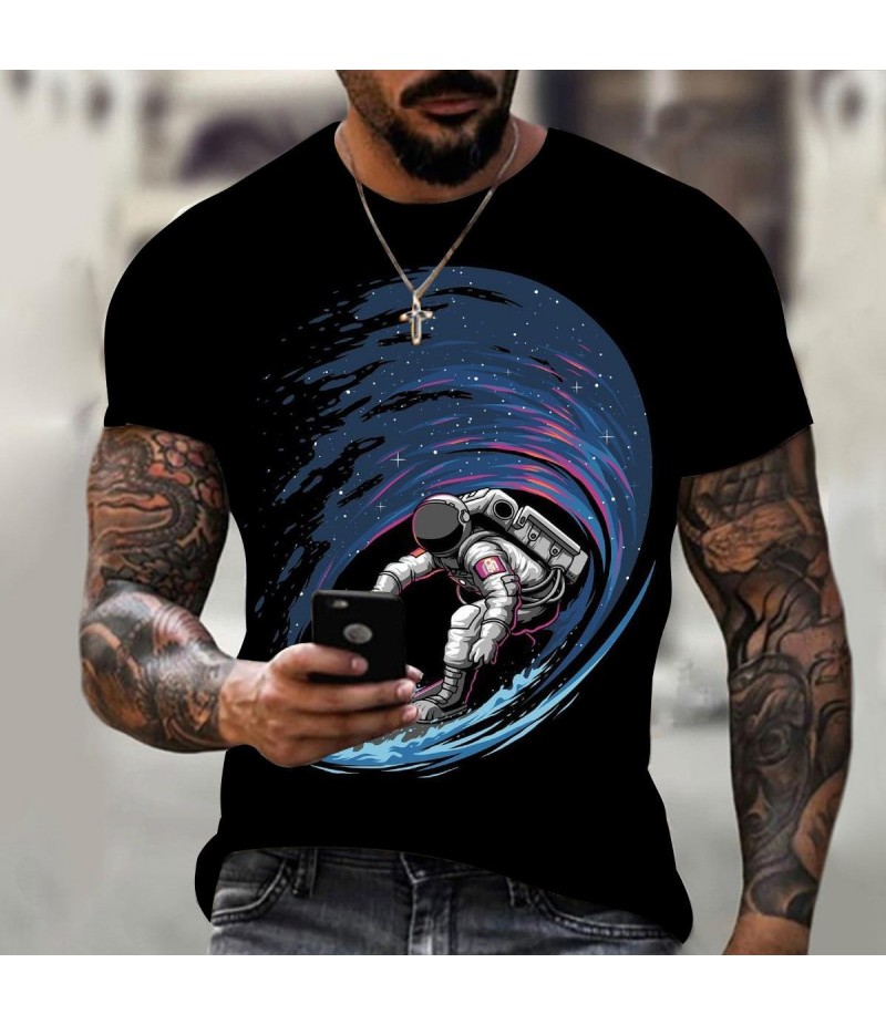 Men Fashion Round Neck Short Sleeve 3d Digital Printing Large Size Loose T-Shirt