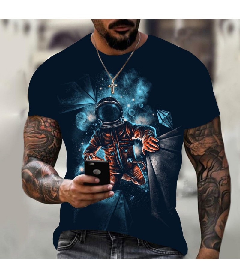 Men Fashion Round Neck Short Sleeve 3d Digital Printing Large Size Loose T-Shirt