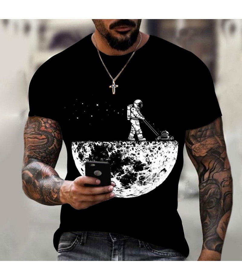 Men Fashion Round Neck Short Sleeve 3d Digital Printing Large Size Loose T-Shirt