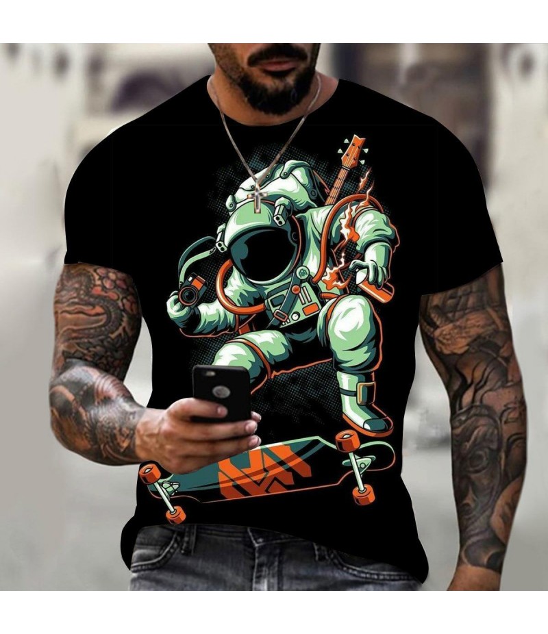 Men Fashion Round Neck Short Sleeve 3d Digital Printing Large Size Loose T-Shirt