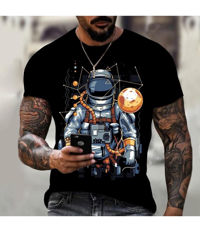 Men Fashion Round Neck Short Sleeve 3d Digital Printing Large Size Loose T-Shirt