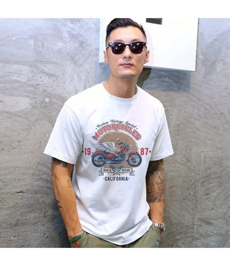 Men Casual Round Neck Short-Sleeved Printed Short-Sleeved Large Size Loose T-Shirt