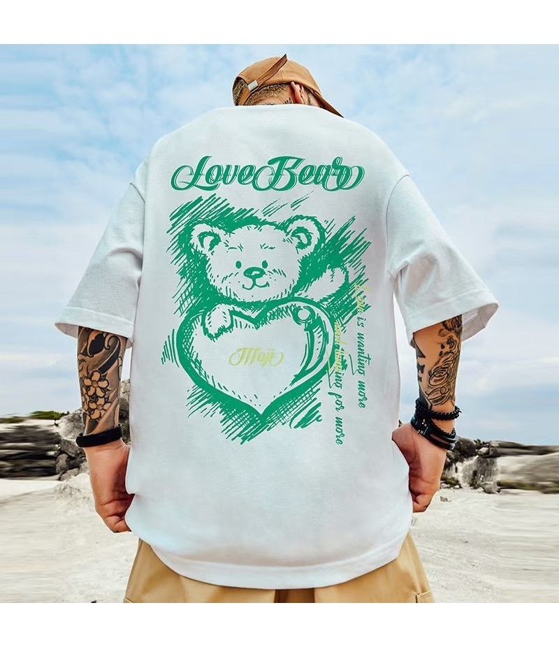 Men Casual Large Size Round Neck Short Sleeve Printed T-Shirt