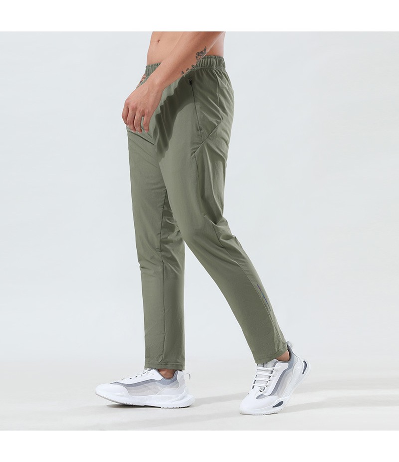 Men Casual Solid Color Quick-Drying Large Size Loose Sports Trousers