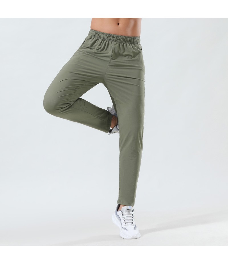 Men Casual Solid Color Quick-Drying Large Size Loose Sports Trousers