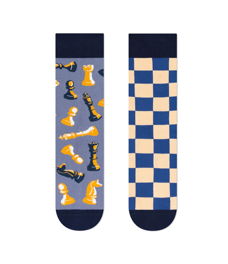 Unisex Fashion Cartoon Jacquard AB Asymmetric Mid-Calf Cotton Socks