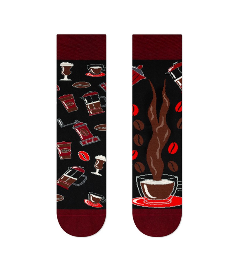 Unisex Fashion Cartoon Jacquard AB Asymmetric Mid-Calf Cotton Socks