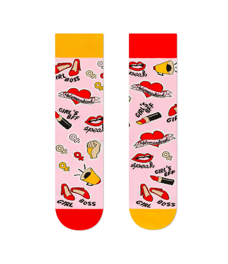 Unisex Fashion Cartoon Jacquard AB Asymmetric Mid-Calf Cotton Socks