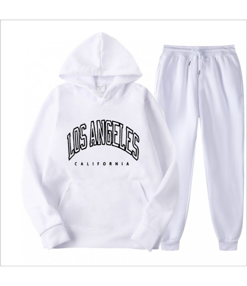 Men Autumn Fashion Casual Simple Letter Long Sleeve Hoodies Pants Sets