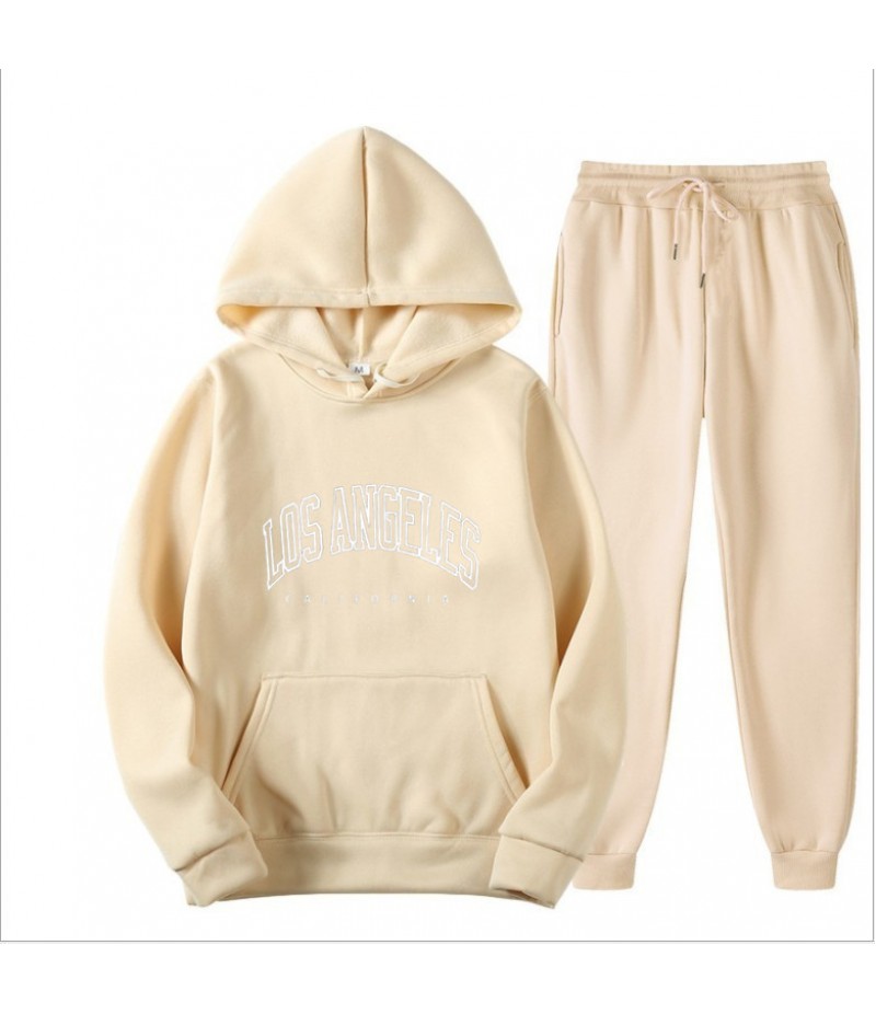 Men Autumn Fashion Casual Simple Letter Long Sleeve Hoodies Pants Sets