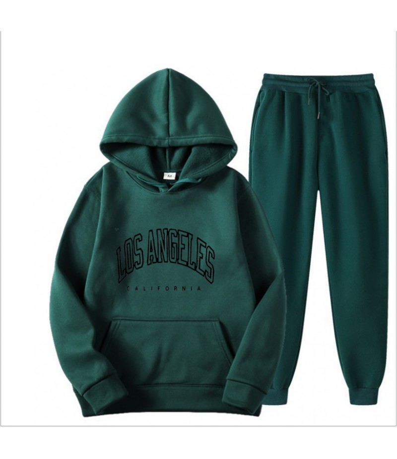 Men Autumn Fashion Casual Simple Letter Long Sleeve Hoodies Pants Sets