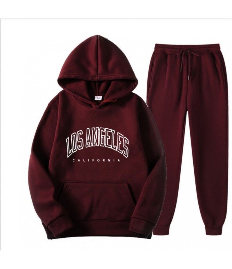 Men Autumn Fashion Casual Simple Letter Long Sleeve Hoodies Pants Sets