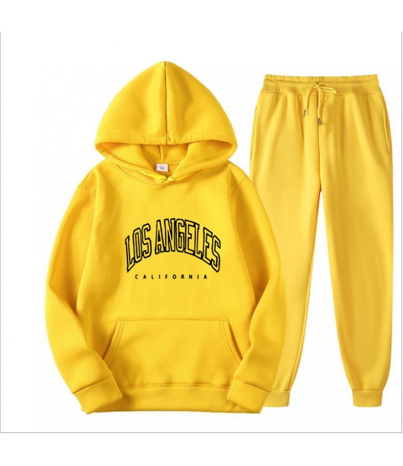 Men Autumn Fashion Casual Simple Letter Long Sleeve Hoodies Pants Sets