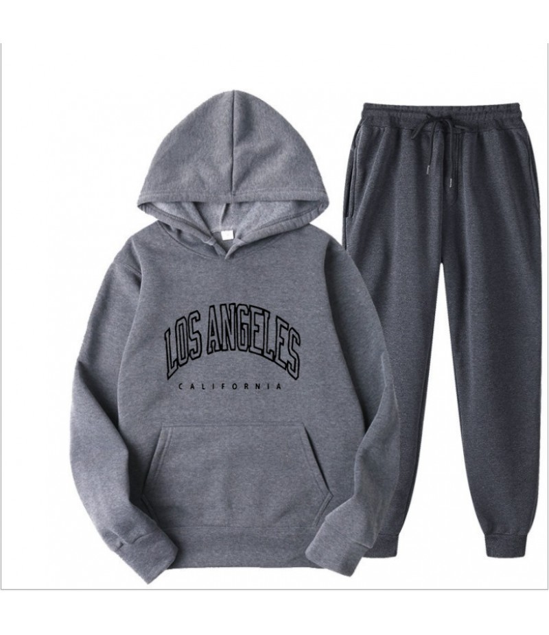 Men Autumn Fashion Casual Simple Letter Long Sleeve Hoodies Pants Sets