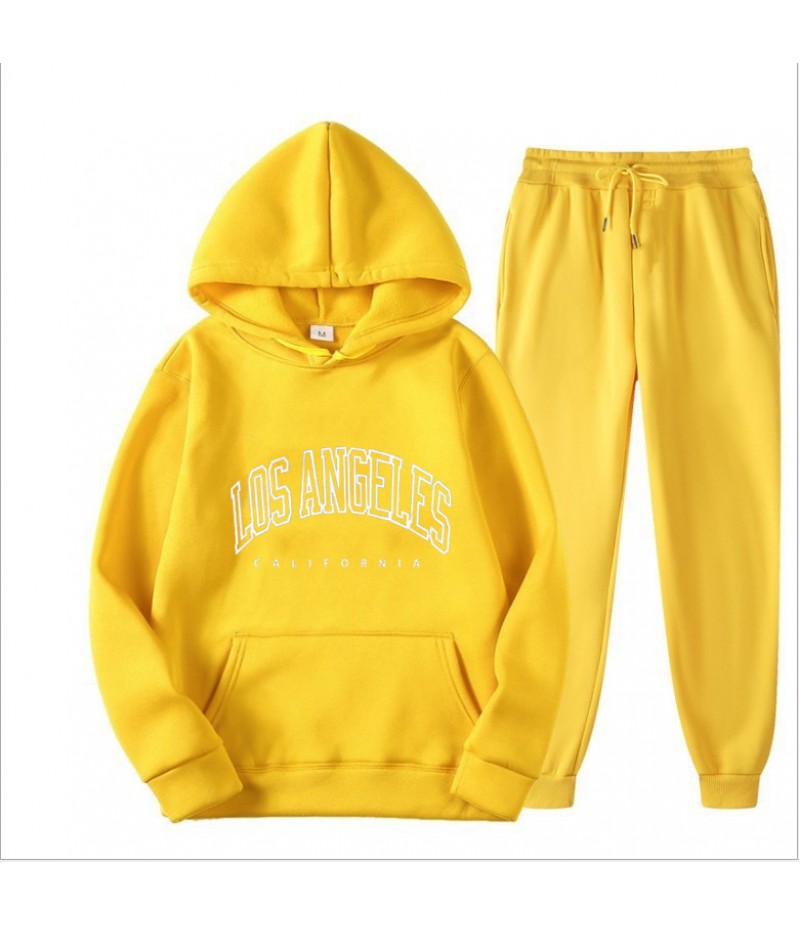 Men Autumn Fashion Casual Simple Letter Long Sleeve Hoodies Pants Sets