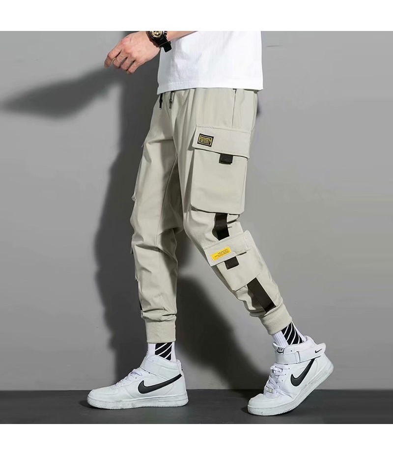 Men Fashion Casual Versatil Solid Color Multi Pocket Cargo Jogger Pants