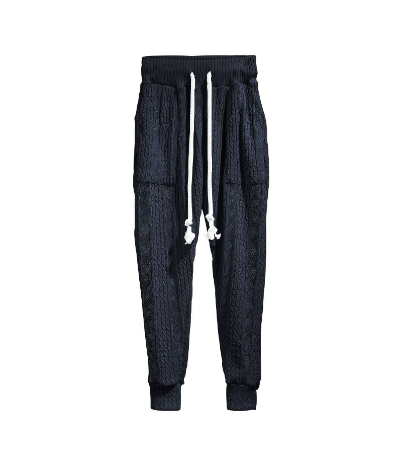 Men Fashion Casual Basic Versatile Solid Color Rib-Knit Jogger Pants